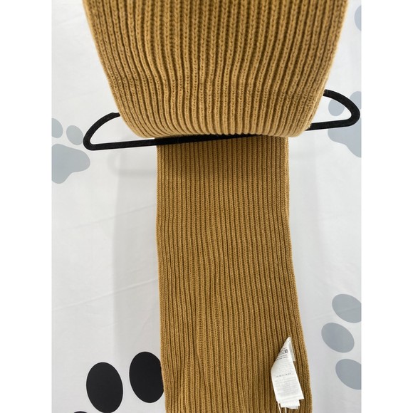 Ganni NWT Rib Knit Scarf Recycled Wool Ribbed Half Size Tan One Size New - Picture 6 of 11